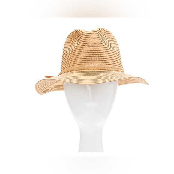lets‎ go! Tan straw pack able adjustable band Women's Fedora Hat new - Picture 1 of 4